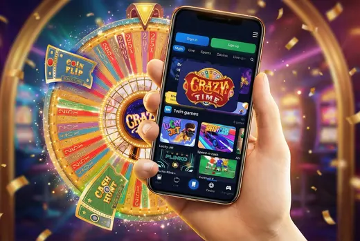 Crazy Time mobile app lobby on smartphone